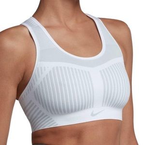 Nike White/Silver Flyknit Compression Sport Bra